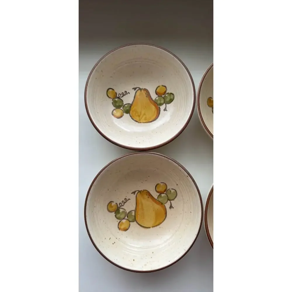 Vintage California Hand-Painted Ceramic Fruit Bowls Stoneware Poppytrail Merlox